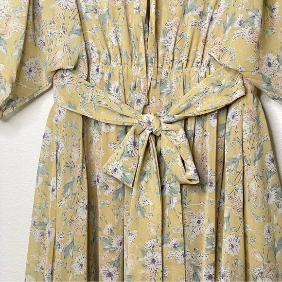 NWT Storia Clarity Tiered Ruffle Floral Maxi Dress Washed Yellow Large - Picture 12 of 16